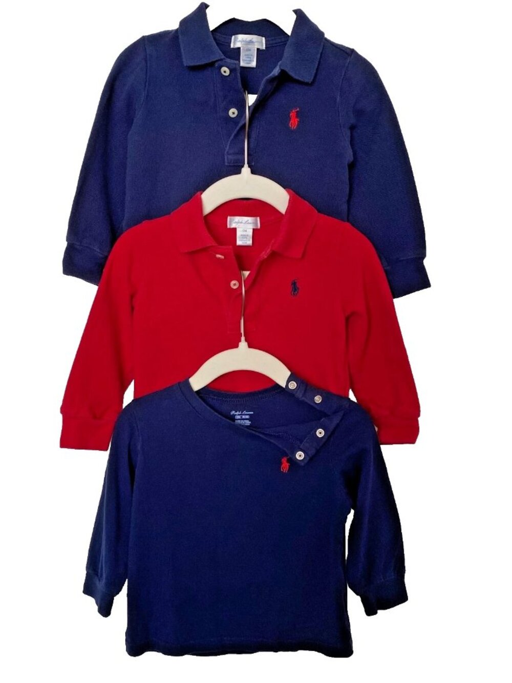 Polo Ralph Lauren Baby 12M Bundle • 2 Long Sleeve Polos + Tee